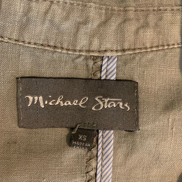 Michael Stars Blazer Women XS Extra Small Cool Stone Linen Oversized Snap Button - Picture 9 of 13